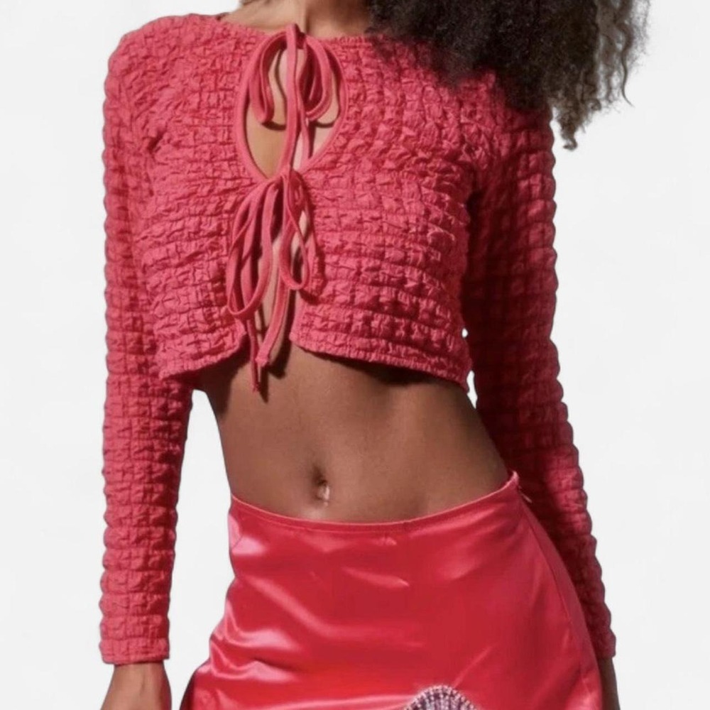 Urban Outfitters Y2K popcorn cardigan hot pink size M